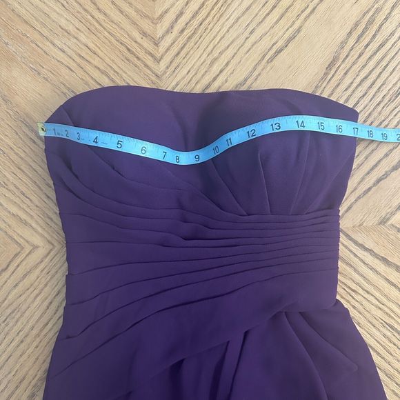 Draped Chiffon Purple Cocktail Dress Gathered Bustier Strapless Bra Insert Sz 6 - Picture 8 of 12